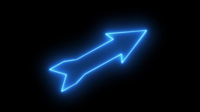 Animated green neon glowing double headed arrow icon on dark background