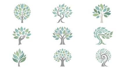 Naklejka premium Abstract Tree Logos and Icons Collection