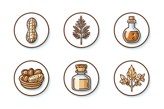 Minimalist Peanut Allergy Label Icons for Packaging isolated