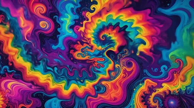 Vibrant psychedelic spiral with colorful swirling patterns