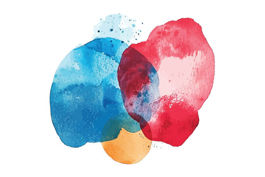 Minimalist Scribble Shapes with Watercolor Stains isolated
