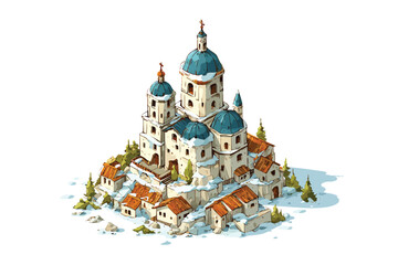 Naklejka premium Modular Isometric Castle Building Kit isolated