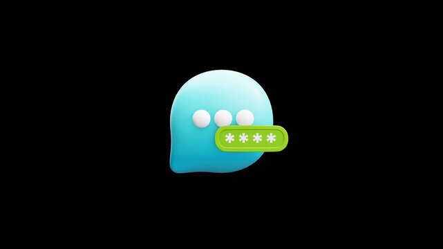 OTP Message Security Verification 3D Icon Loopable Animation