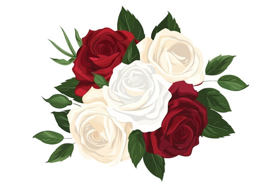 Modern roses and flowers bouquet isolated