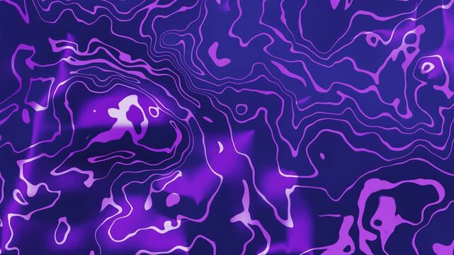Vibrant purple topographic lines create an abstract illustration on a dark background
