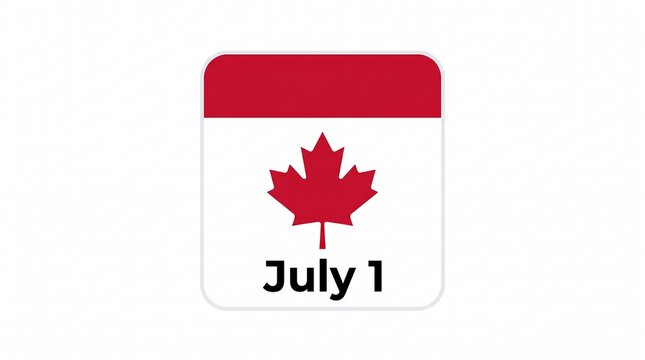 July 1 Calendar Date Icon for Canada Day Celebration