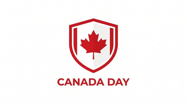 Canada Day Shield Badge with Maple Leaf Symbol and July 1 Theme