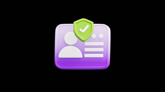 Secure User ID Account Verification 3D Icon Loopable Animation
