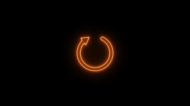 neon Loading animation. Round reload sign, repeat icon, refresh icon, rotate arrow icon sign and symbol, arrow circle loading icon animation.