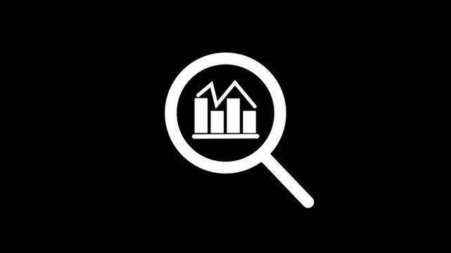 Magnifying glass with data analysis icon, simple design business growth concept animation. Business growth concept animation magnifying glass with data analysis icon