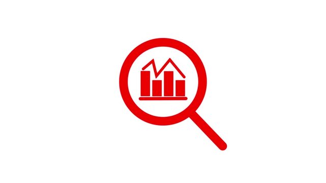 Magnifying glass with data analysis icon, simple design business growth concept animation. Business growth concept animation magnifying glass with data analysis icon