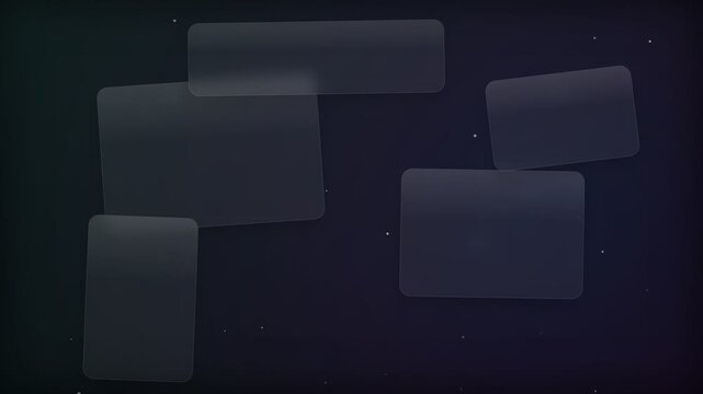 Abstract floating translucent rectangles on dark background