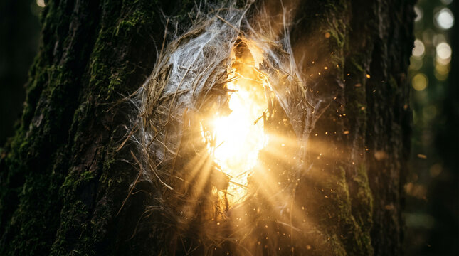 Cocoon Glowing with Light