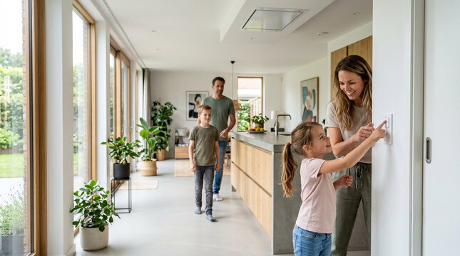 Family Turning Off Light Switch