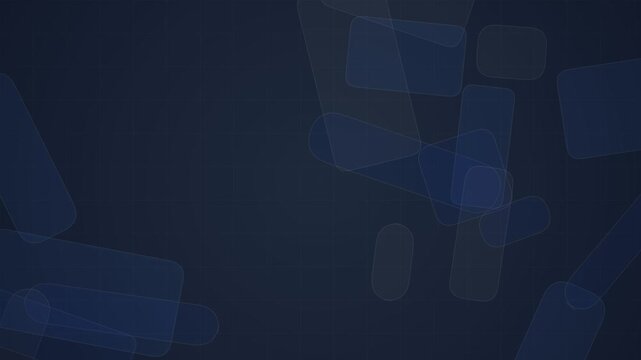 Abstract dark blue geometric shapes floating on deep navy background
