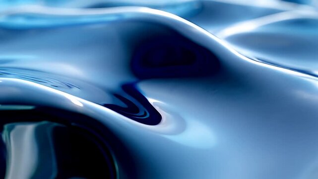 Abstract blue liquid wave texture for backgrounds, motion graphics, branding, or design projects needing a glossy, smooth, and dynamic visual element.