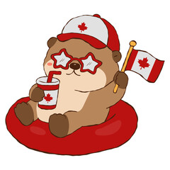 Cute Beaver Canada Day Clipart Illustrations © Nomicastudio