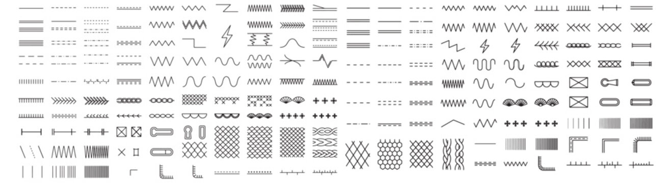 Collection of Decorative Line Borders, Dividers and Pattern Strokes for Graphic Design 
