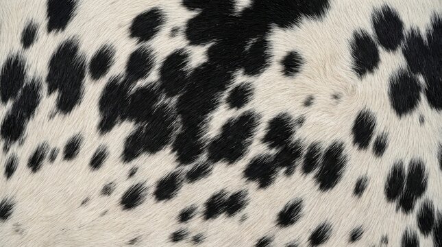 Black and white cow hide texture pattern close up, natural animal fur background for rustic farmhouse design, organic spotted cattle skin surface for creative projects