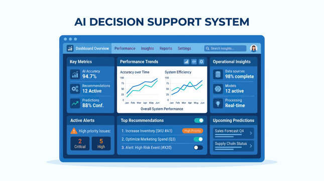 AI Decision Support System Interface Display.