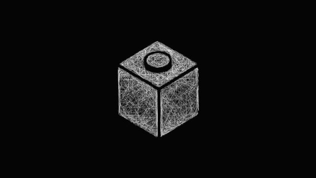 Sketch cube block icon animation - smooth progressive reveal