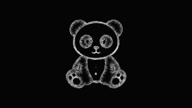 Sketch toy panda icon animation - smooth progressive reveal