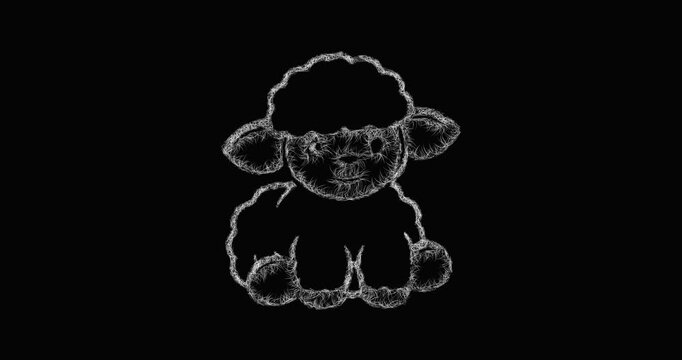 Sketch toy sheep icon animation - smooth progressive reveal