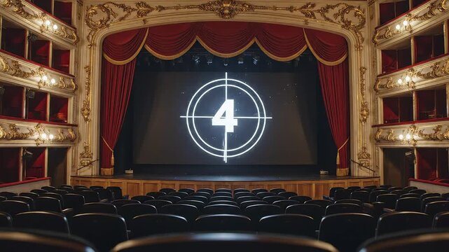 Theater stage with countdown display