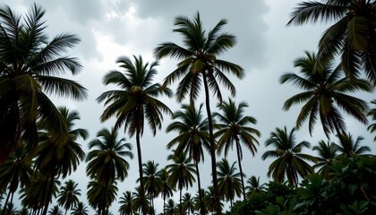 Fototapeta premium Stormy Tropical Palm Trees Swaying