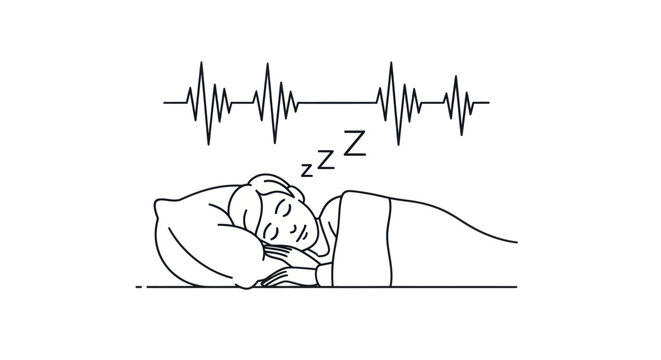 Peaceful Sleeping Person with Heartbeat Line Art Vector