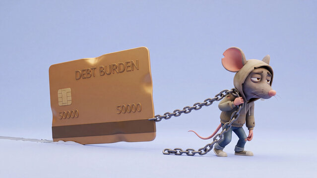 Credit card debt burden and personal financial debt trap concept for consumer overspending credit crisis and debt management awareness