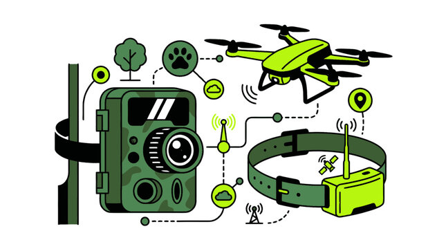 Wildlife Tracking Technology Innovation Concept Illustration