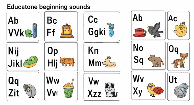 Educational flashcards for phonics and beginning sounds