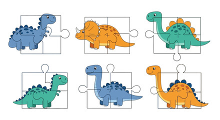 Dinosaur jigsaw puzzle pieces for children © fernanda