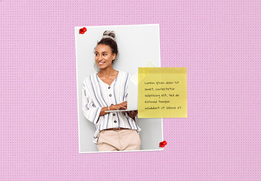 Photo Mockup With Yellow Note Paper