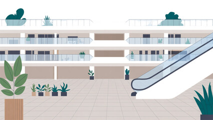 Modern multi-story building with people walking and plants around entrance area Vector © MST AKHLIMA 