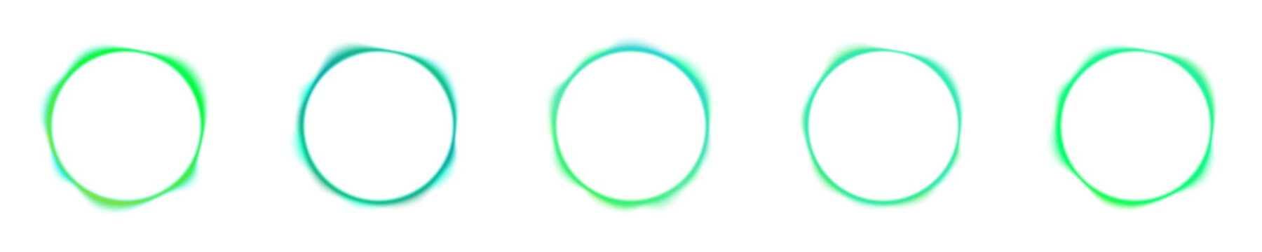 Green abstract electronic wave circle on black background. Luminous round frame with cyber lines pattern representing artificial intelligence data stream or voice command processing PNG.