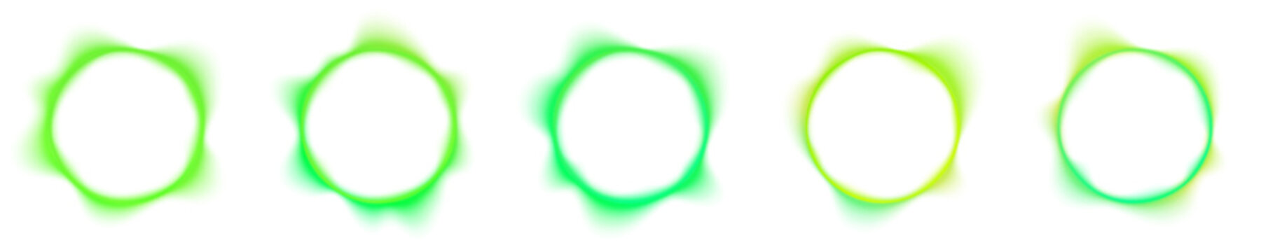 Glowing neon green circle backdrop with soft internal wave pulse and vibrant lime gradient borders. Luminous rounded frame for modern digital advertising banner or techno music cover PNG.