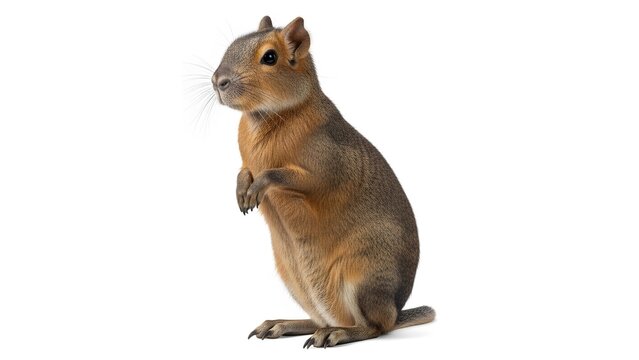 Patagonian Mara Rodent Sitting Upright on a White Background (292