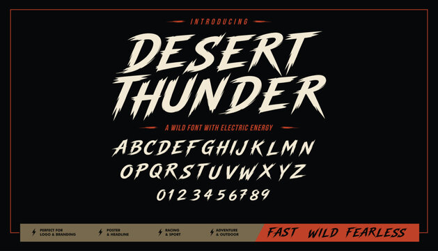 Desert Thunder Wild electric brush font for sport and adventure branding