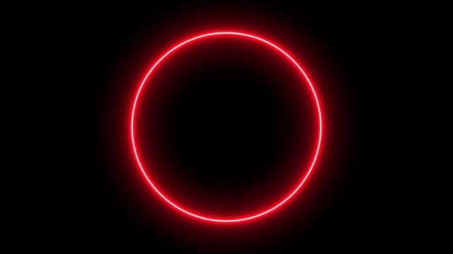 Neon circle frame loading icon. Abstract circle loading frame animation. circle glow border concept on the transparent background. neon red circular light flickering animation for video overlays.