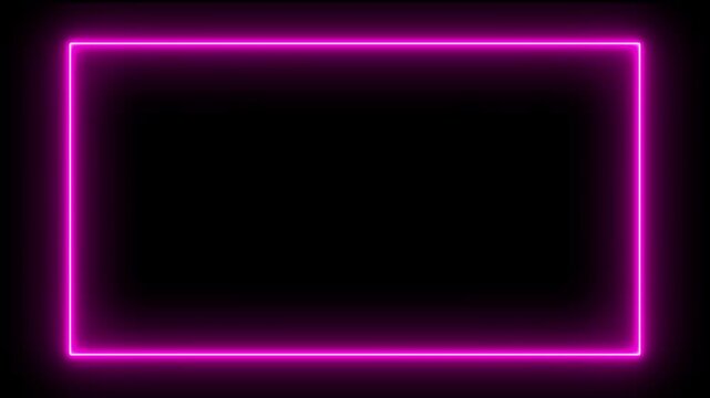 Abstract Neon light frame rectangle loading icon. Square rectangle picture frame icon. border frame display neon box movement screen round shape. Energetic Neon Rectangle Frame Pulsating 