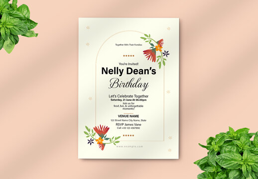 Modern Birthday Invitation Card Layout