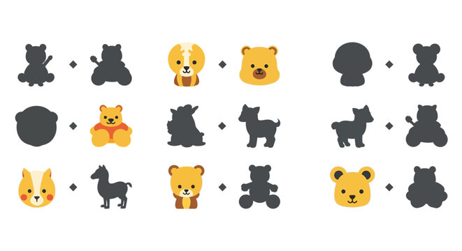 Animal silhouette matching puzzle for child development