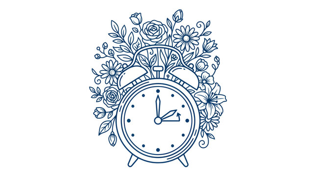 Floral alarm clock representing spring time change
