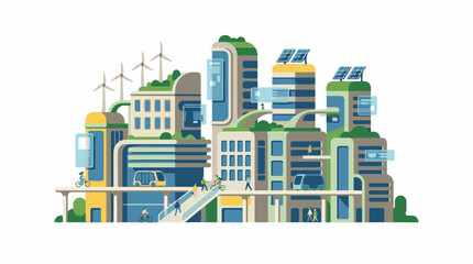 Obraz premium A futuristic eco-friendly cityscape with green buildings