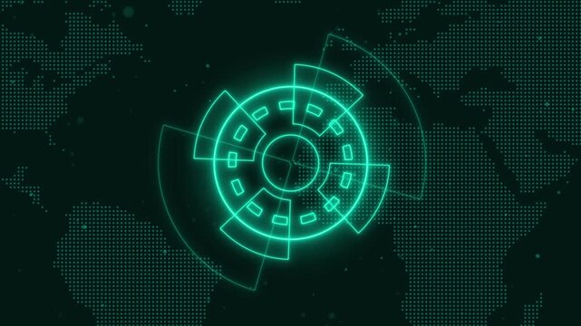 Technology futuristic animation structures teal digital HUD elements. Minimal technology futuristic animation maps world land grids. Clean technology futuristic animation tracking screens.