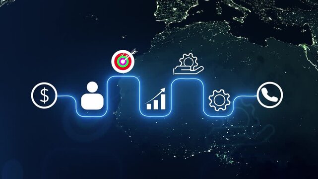 AI powered personalized E-Learning concept on the transparent background. Online education, skill development and graduation. Motion graphics of E-learning idea. 4k video animation