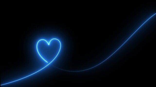 Neon line Valentines day symbol Concept of unrequited love and herd bit neon sign animation. neon heart icon, Valentine's Day indicate. Love One line drawing concept. love card neon glowing icon. 4k 
