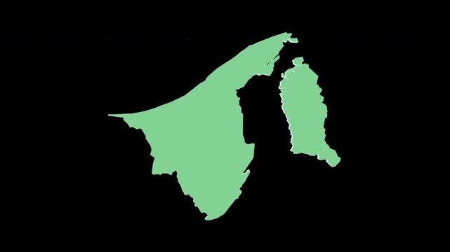 Brunei green 3D map spin perfect 10 second loop black background